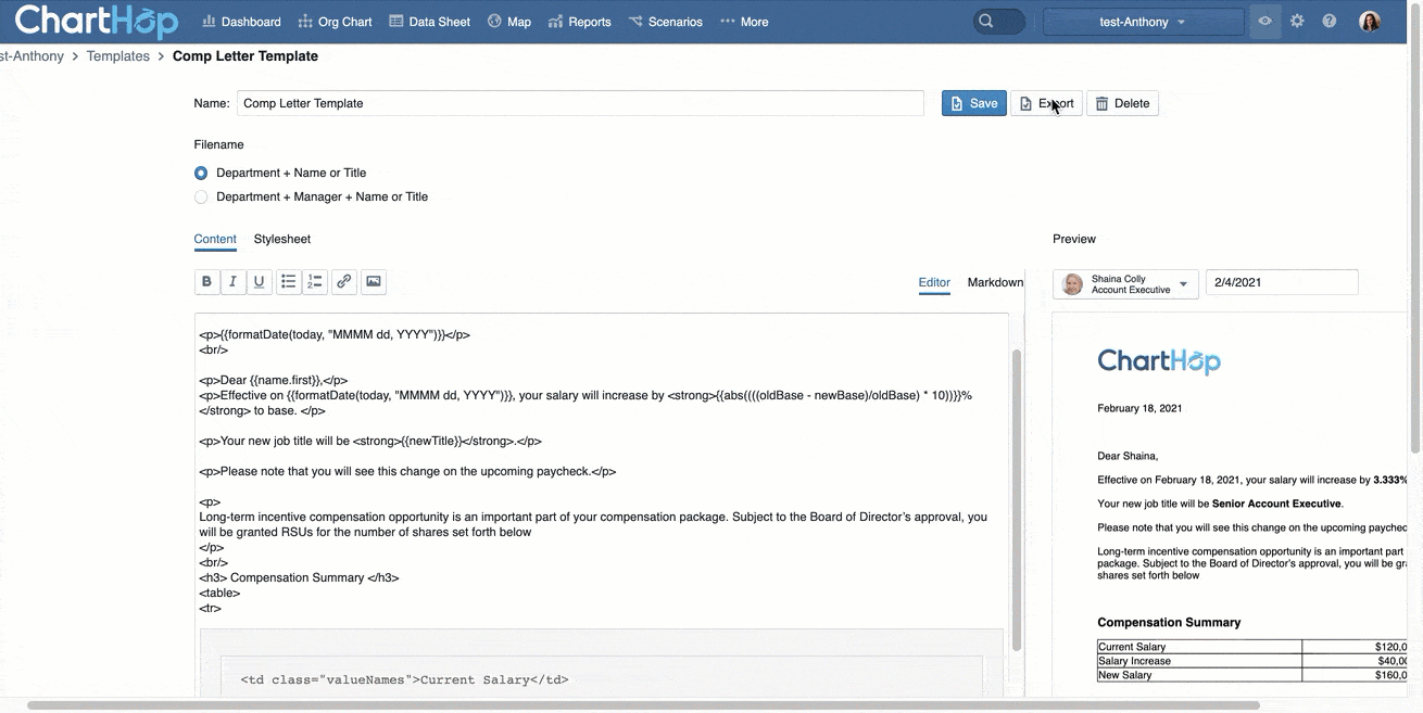 Export compensation review letter templates
