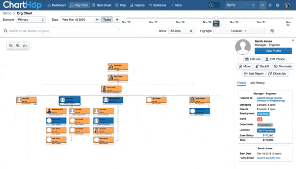 ChartHop org chart connects to employee profiles ChartHop org chart connects to employee profiles