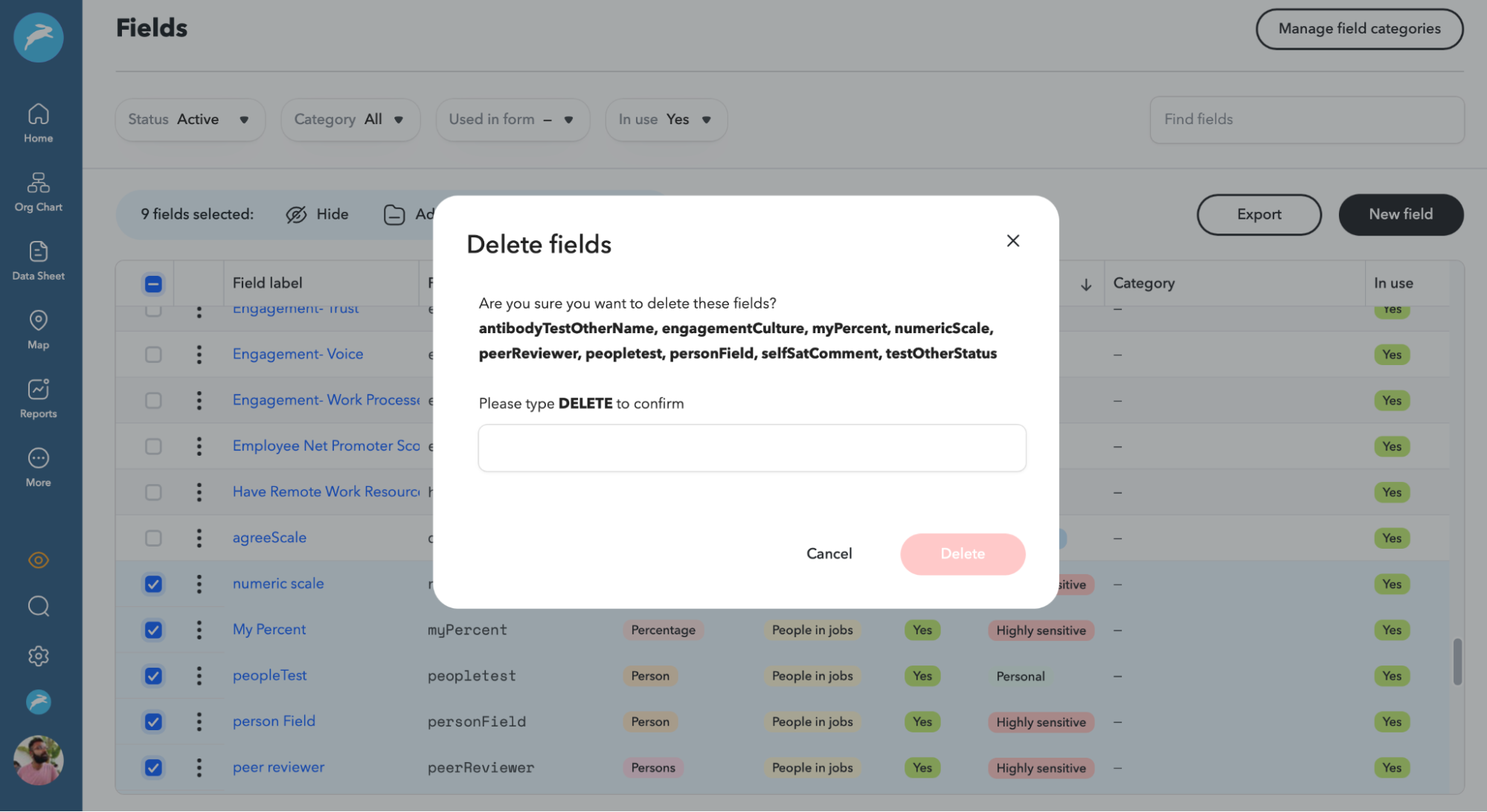 Maintain data fields with bulk operations in ChartHop