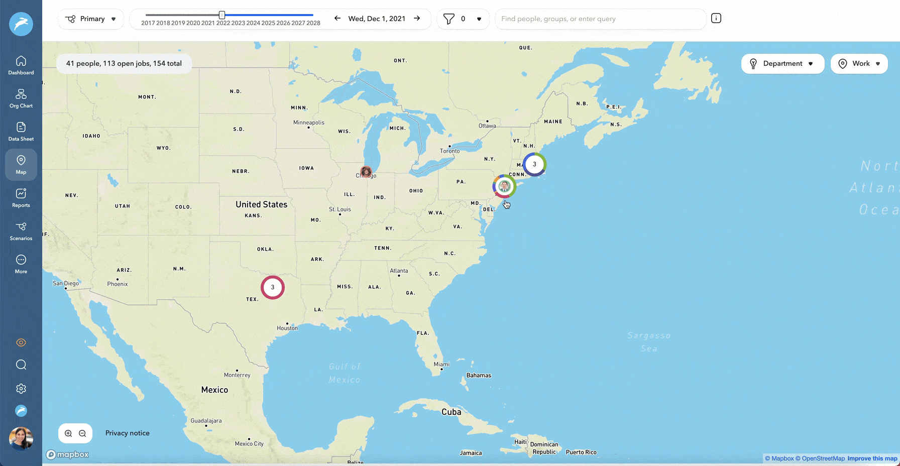 Visualize headcount planning on a map with ChartHop