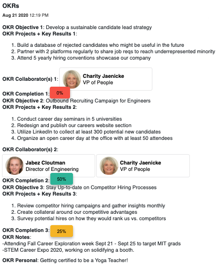 OKR profile tab OKR profile tab