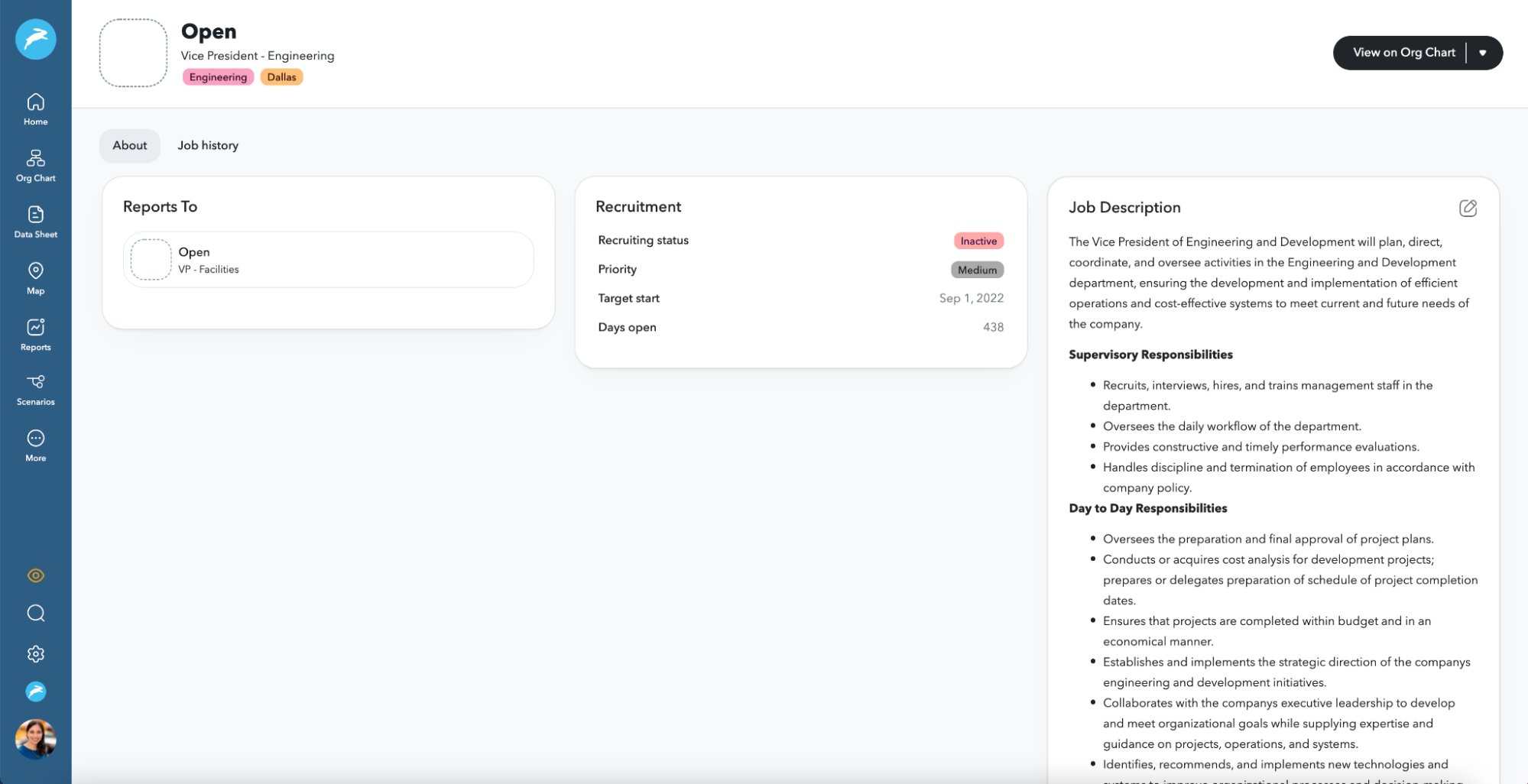 ChartHop open roles on org chart