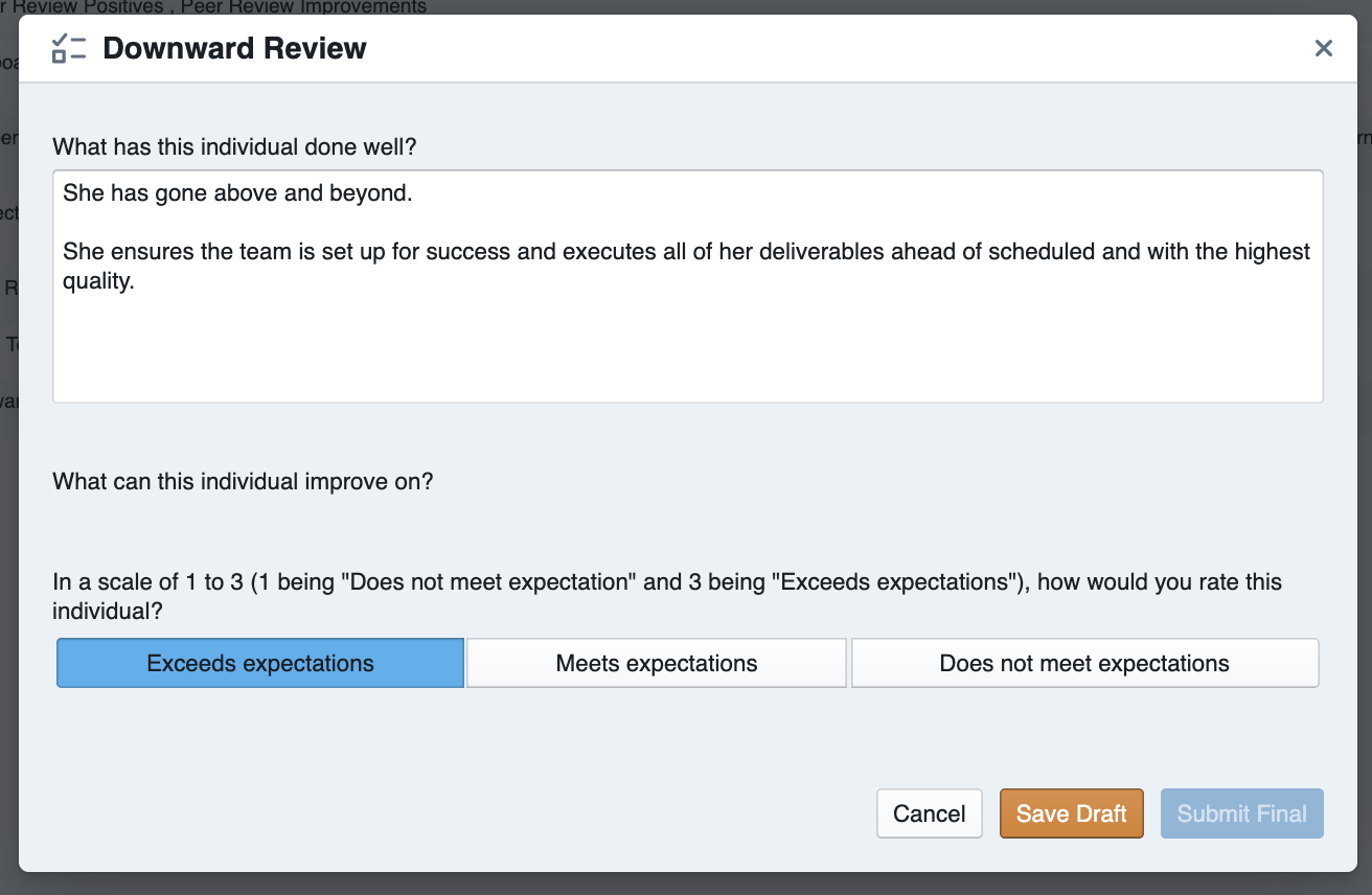 ChartHop performance review question