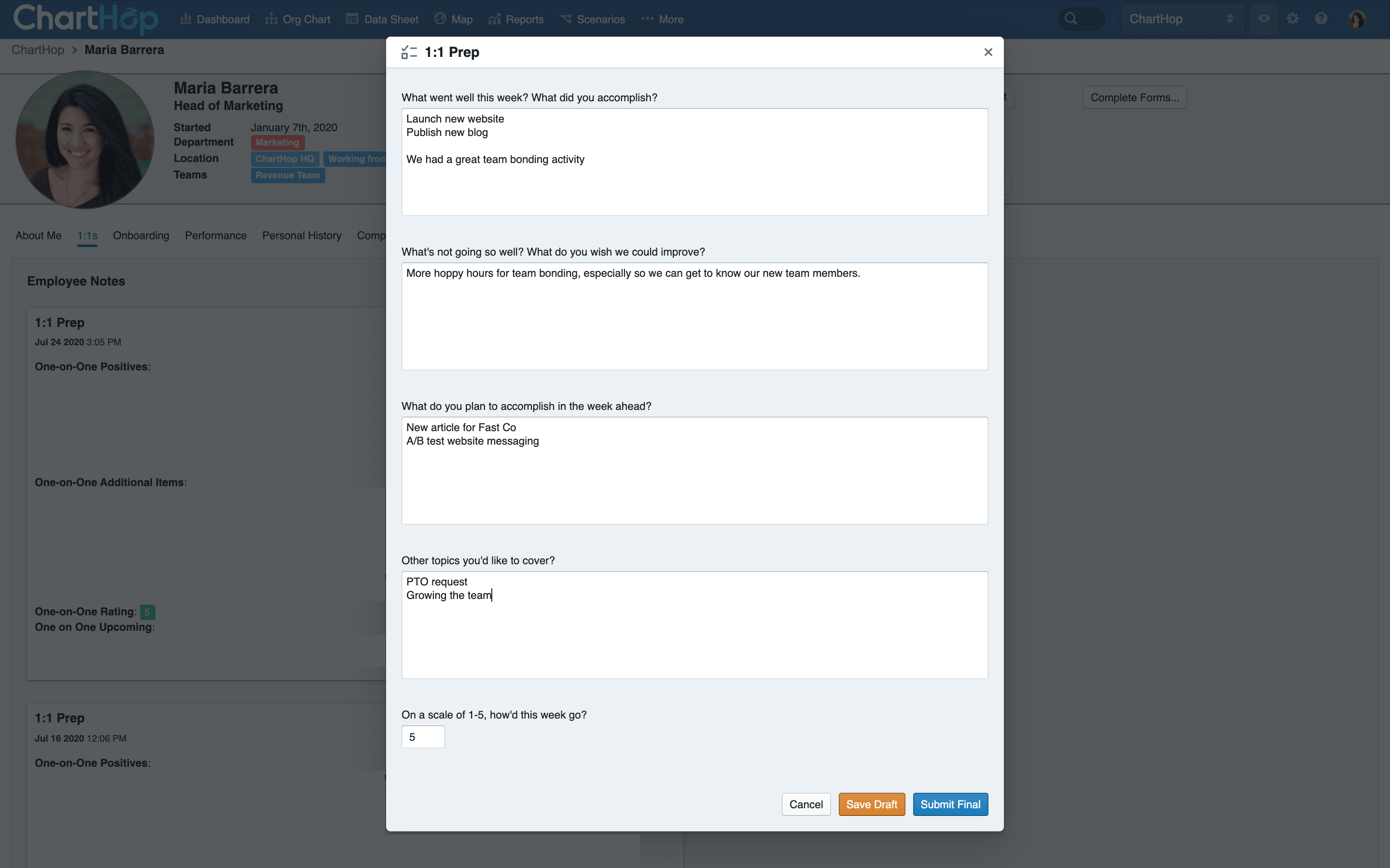 sample one on one completed questionnaire 