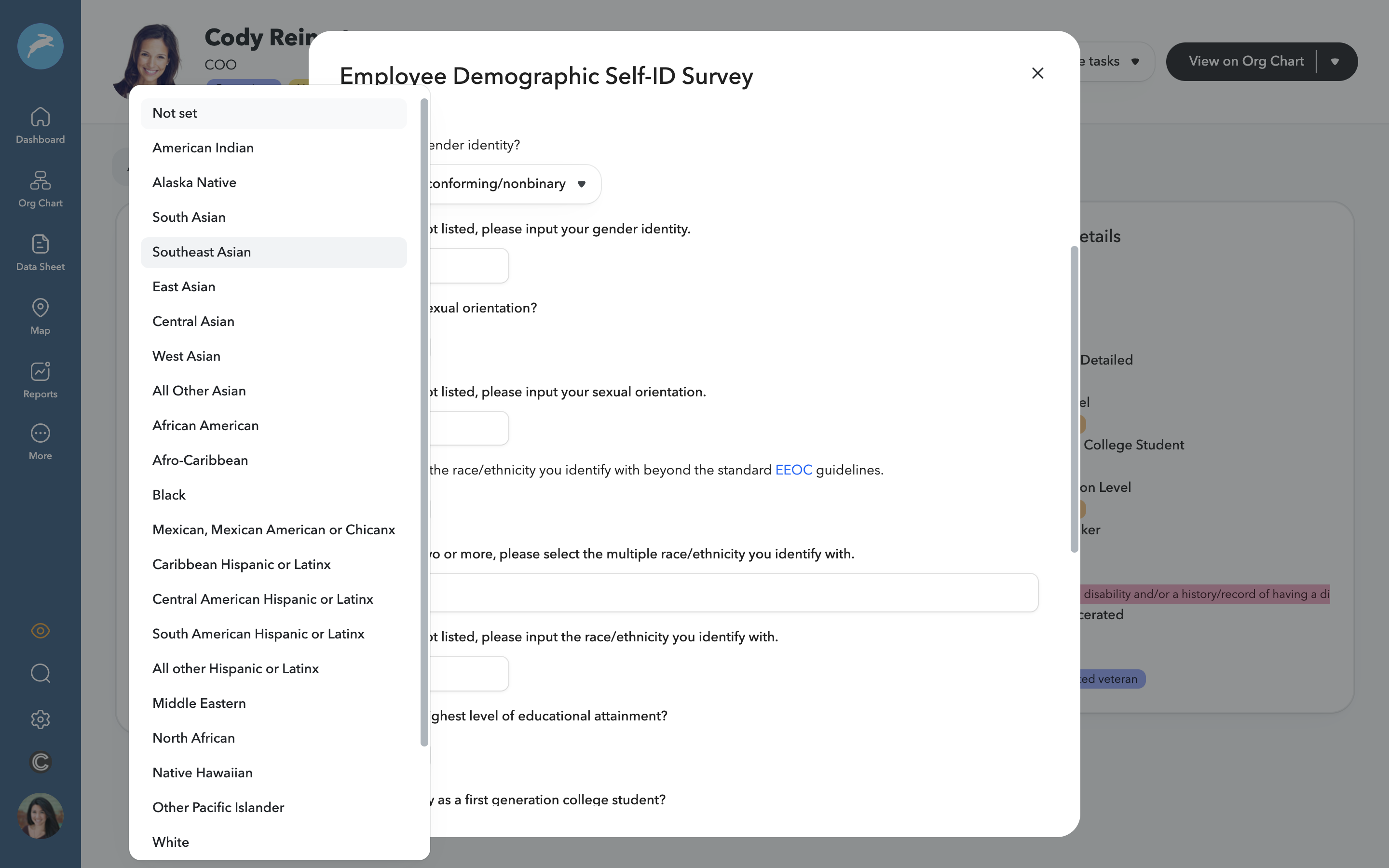 Sample Self-ID form in ChartHop